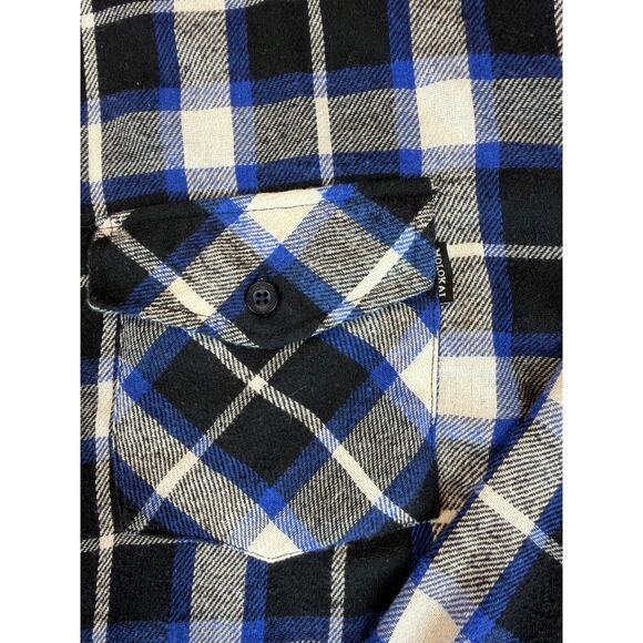 Molokai Surf Co. Flannel Long Sleeve Button Up Blue/Black/White Mens XL - Picture 2 of 6